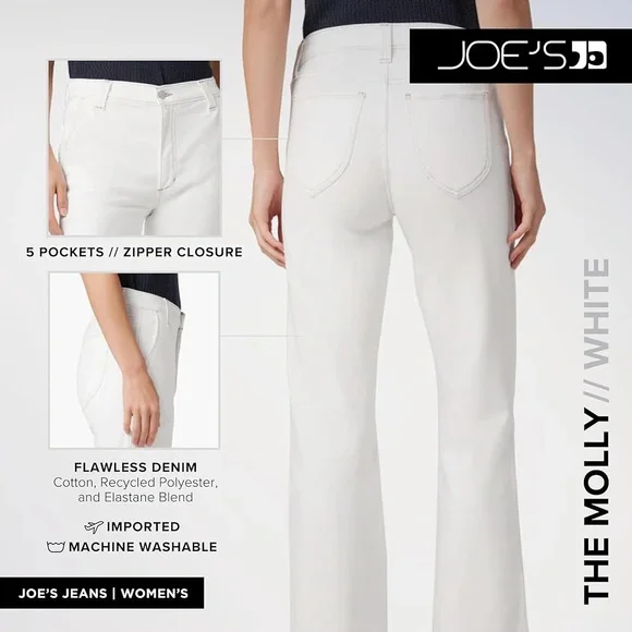 NWT $188 Joe’s Jeans WHITE The Molly high rise flare (bin 46) - Picture 3 of 10